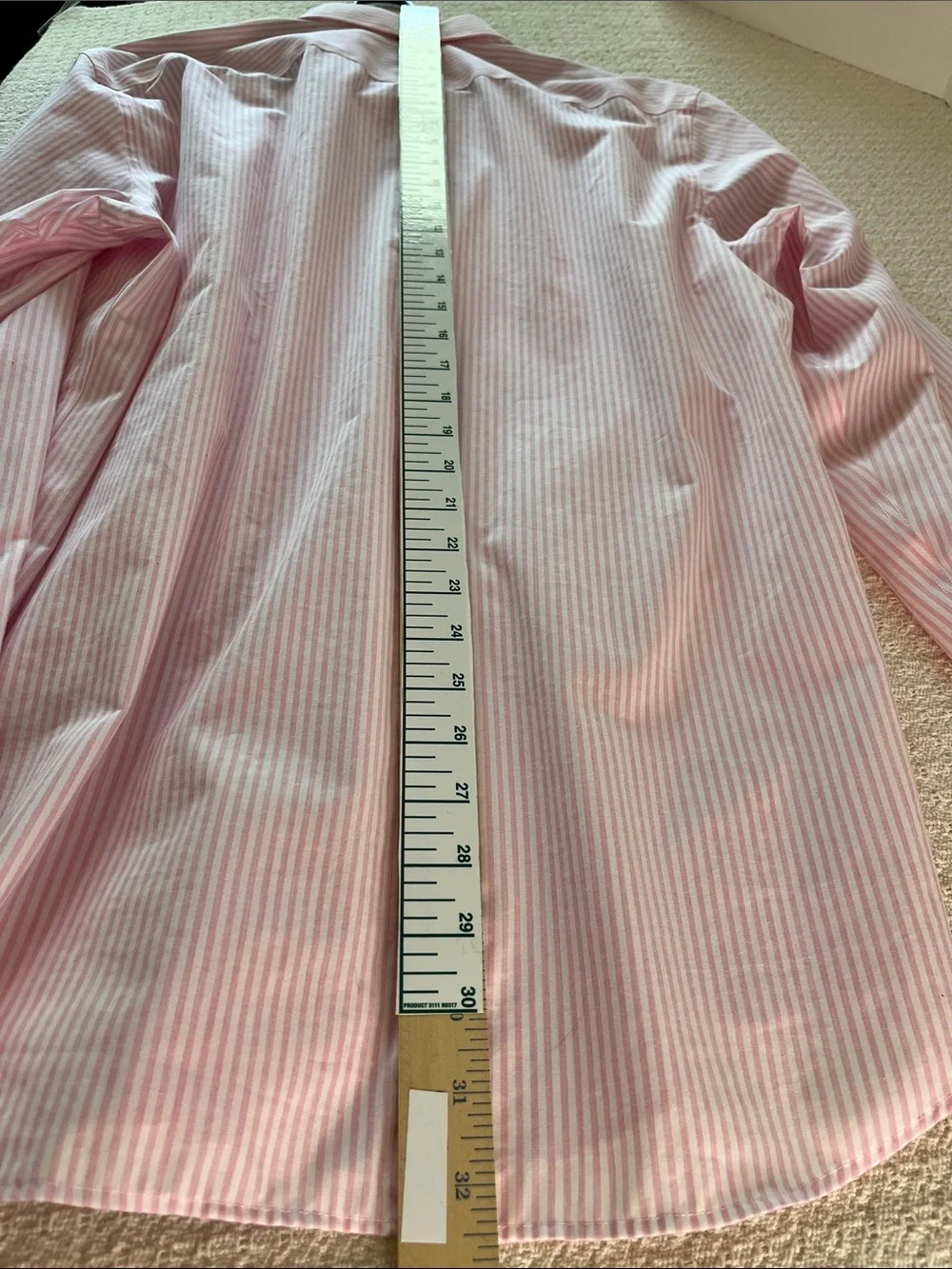 Banana Repubic, Pink Stripe Men's Dress Shirt, Non-Iron standard fit, size large